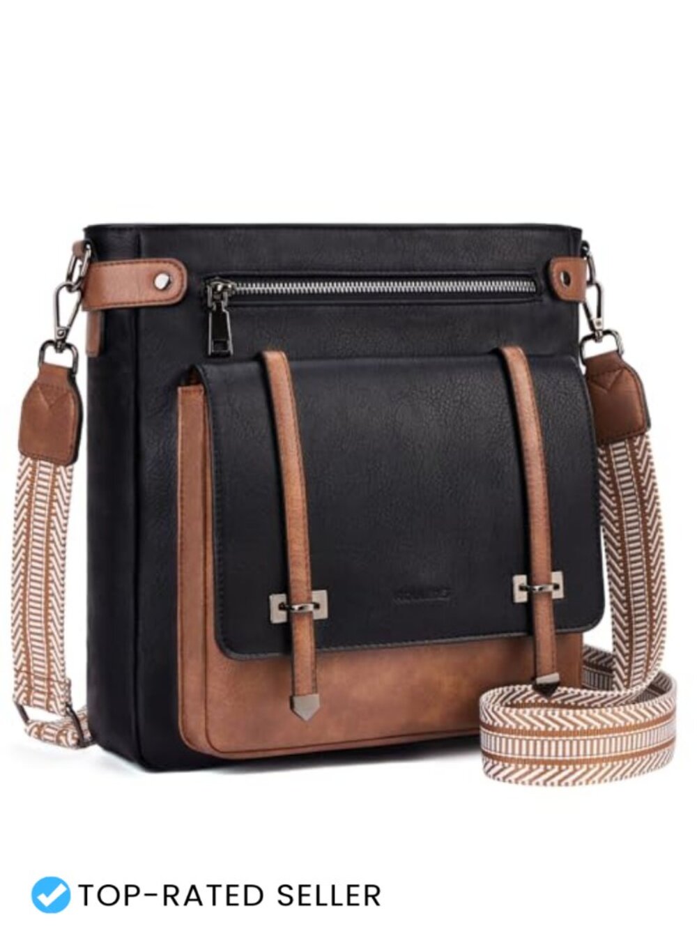 Vegan Leather Crossbody Bag Multi Pocket Adjustable Strap Women Purse Travel